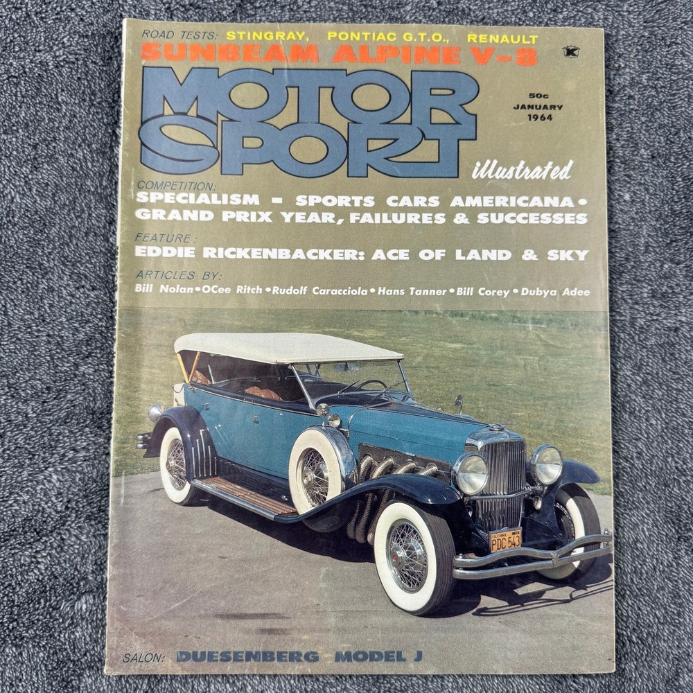 Motor Sport Illustrated January 1964 Duesenberg Model J Sunbeam Alpine V-8 GTO‎